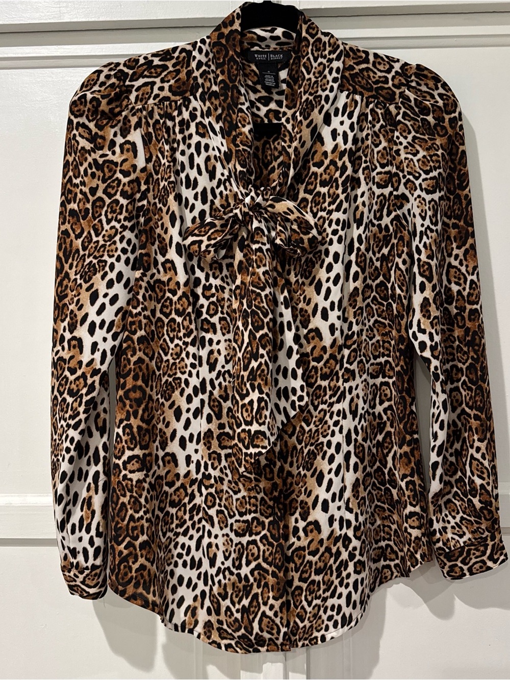 WHBM leopard print bow blouse 0